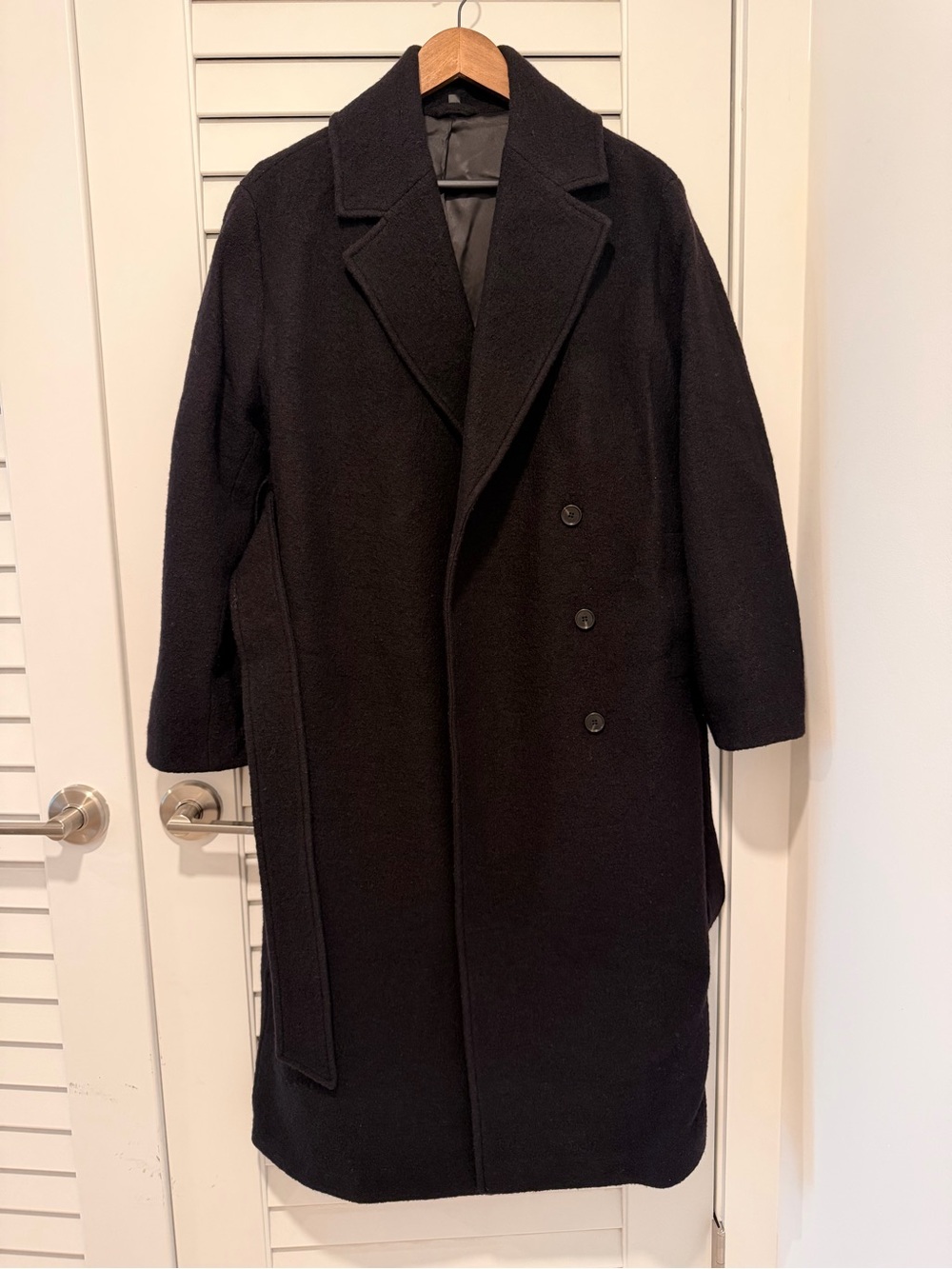 Other Stories Black Wool Overcoat - Classic Double-Breasted Style